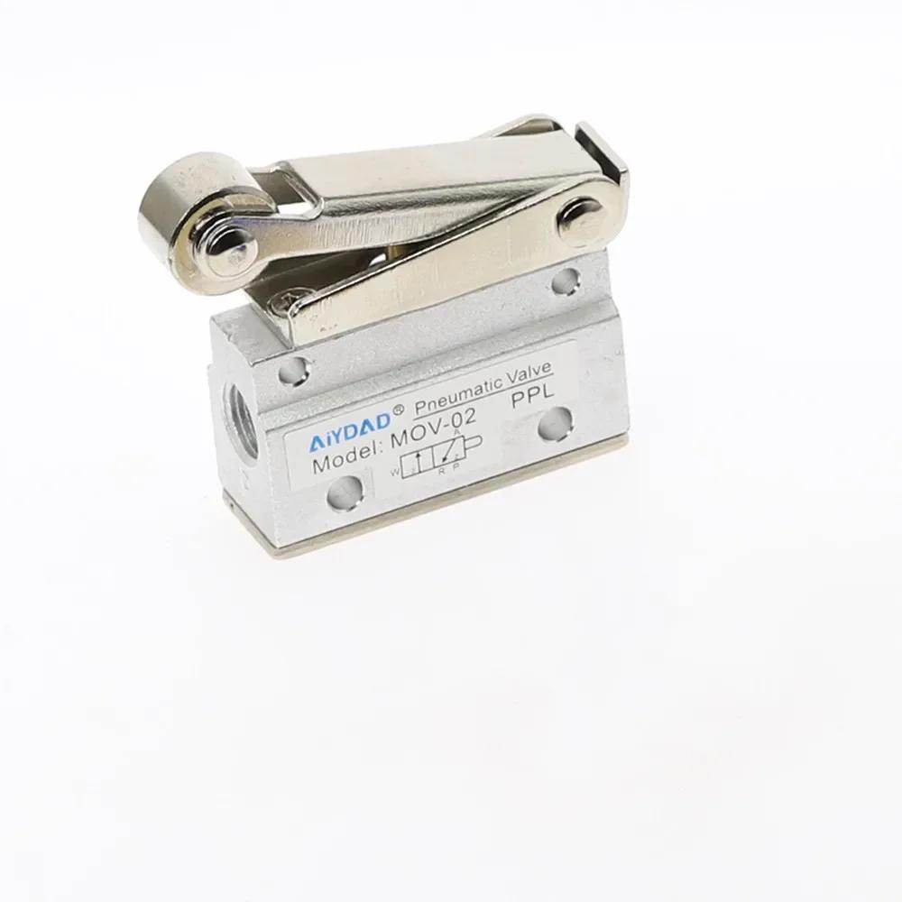 One In And One Out Pneumatic Air Switch MOV-02 Limit Stroke Quick Exhaust Valve Mechanical Valve with Roller Normally Closed