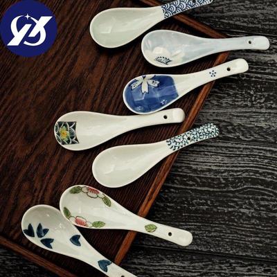 Keramický dezert Lyžička na kávu Porcelánová polievka Lyžica Maľovaná Lyžica na miešanie Riad Kuchynské náčinie