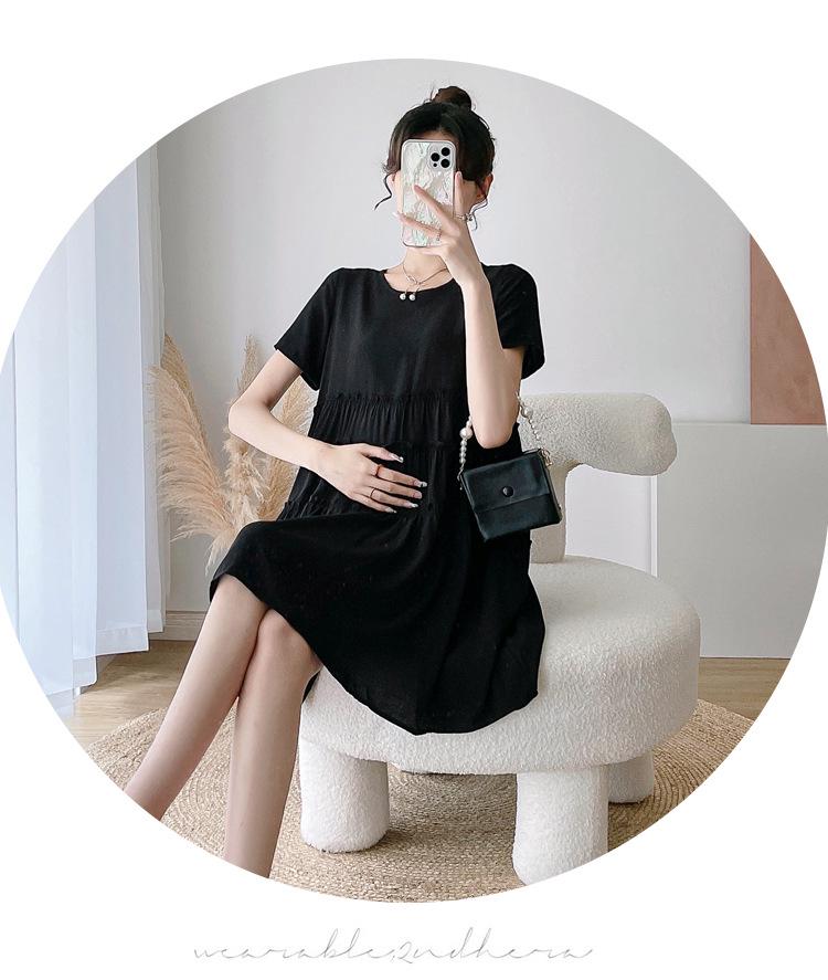 2026 Summer Stylish Maternity Short Sleeve Korean Slimming Dress