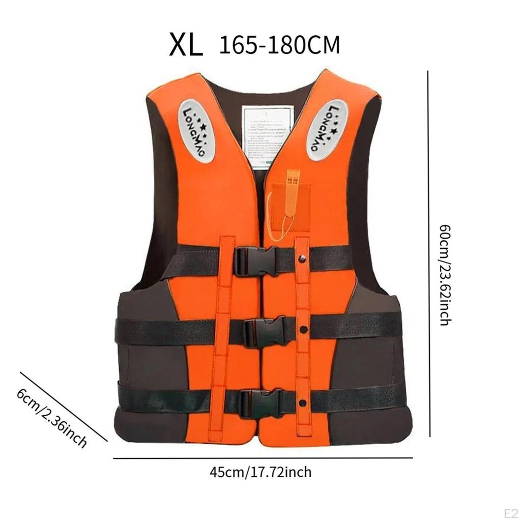 Life Vest for Adults Sturdy Kayaking Jacket Rafting Outdoor Water Sports XL orange