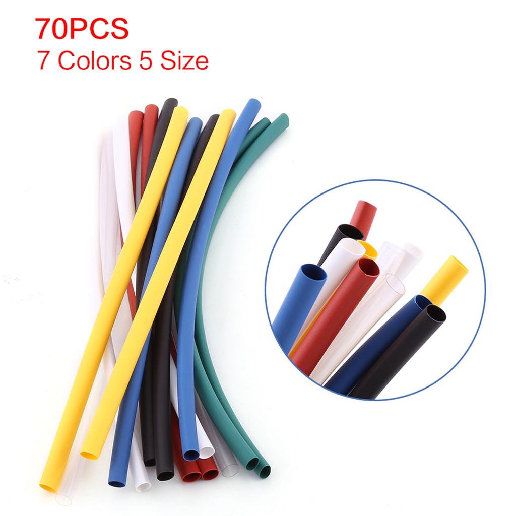 70pcs Halogen Free 2:1 Heat Shrink Tubing Wrap Cable Sleeve Shrinkable Tube