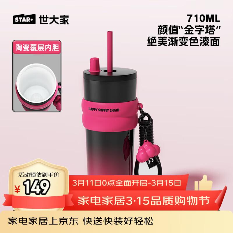 Stylish 316L Stainless Steel Insulated Straw Mug 710ml