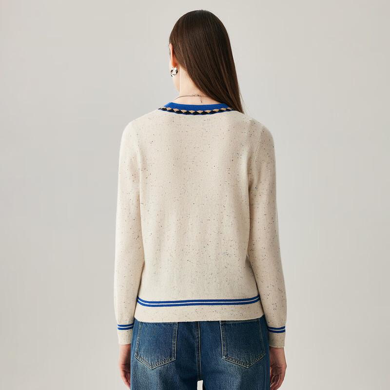Zhaojun Women's Round Neck 100% Cashmere Speckle Sweater