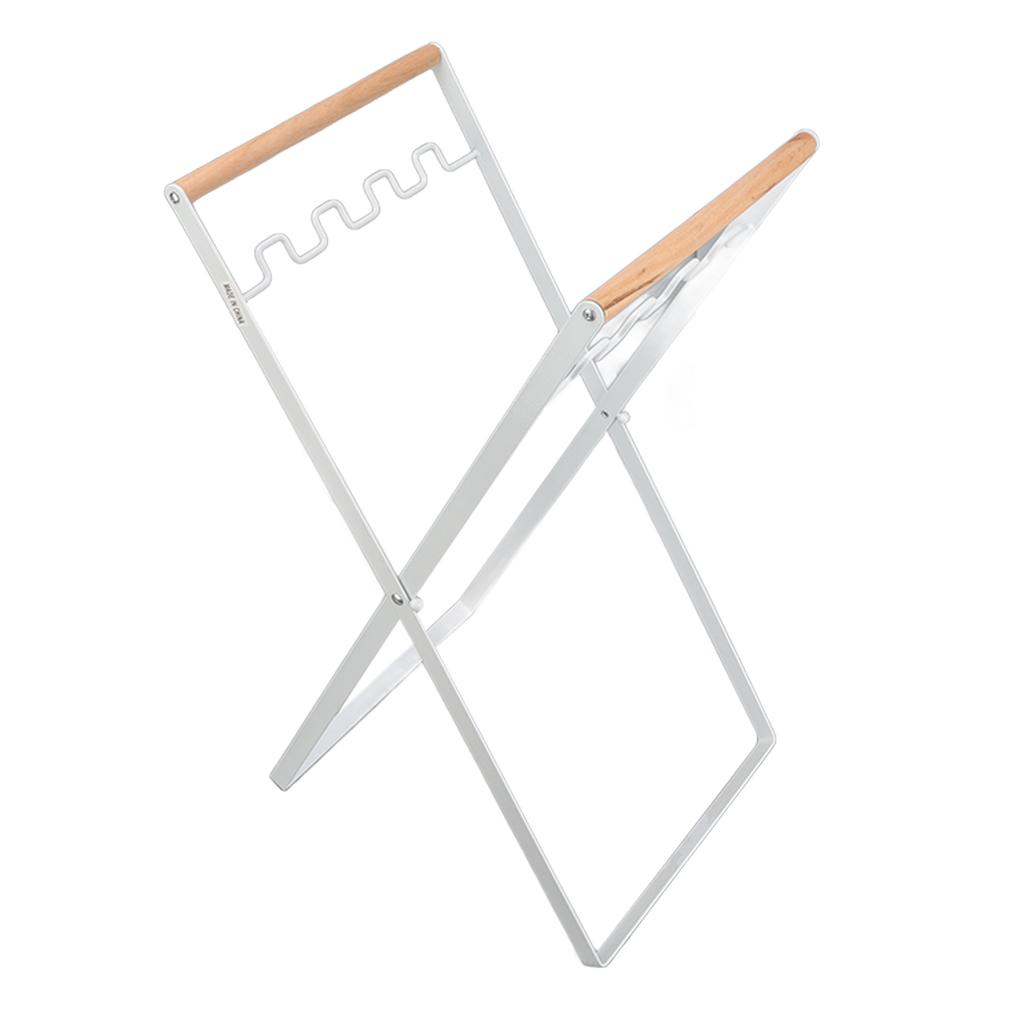 Trash Bag Holder Stand Rubber Wood Handle Iron Stand Flat Appearance Foldable Portable Garbage Bag