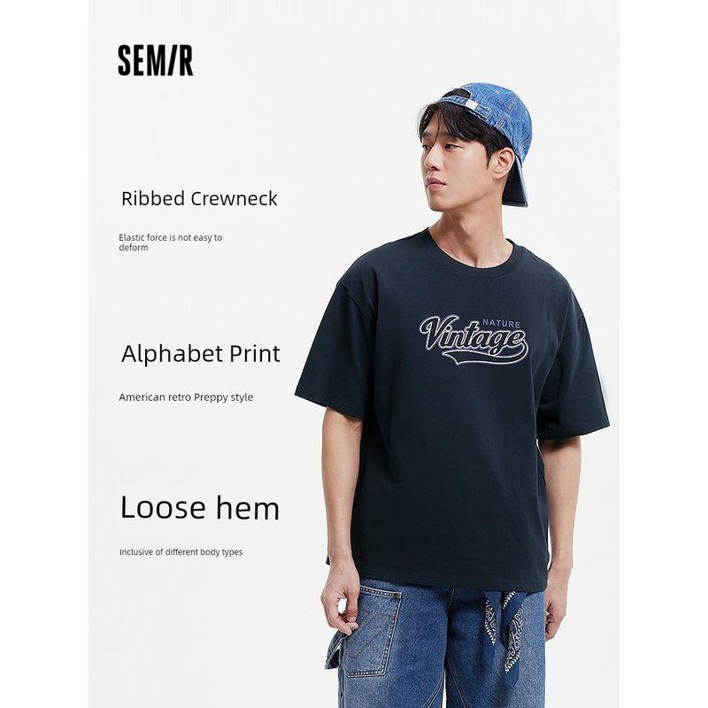 

Мужская футболка с коротким рукавом Senma в американском ретро-стиле преппи, свободный топ для отпуска, летняя одежда, стильная с принтом больших букв This White 10101 170/88A/M