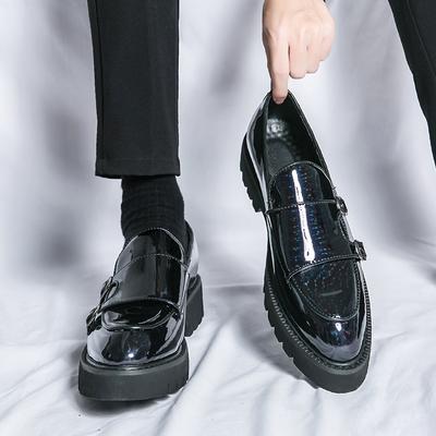 Casual Men's Loafers Party Gentleman Style Nightclub Hairstylist Thick Soled Adult Leather Shoes 37-46 Plus Size New