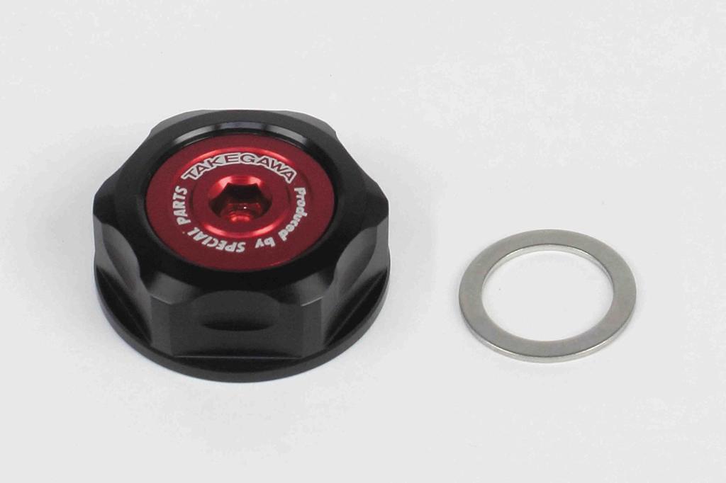 SP Takegawa Stem Nut, Black/Red, for Grom, CBR250R, CB400F, Zoomer X, Z125 Pro, etc. (Product Code: 06-02-0086)