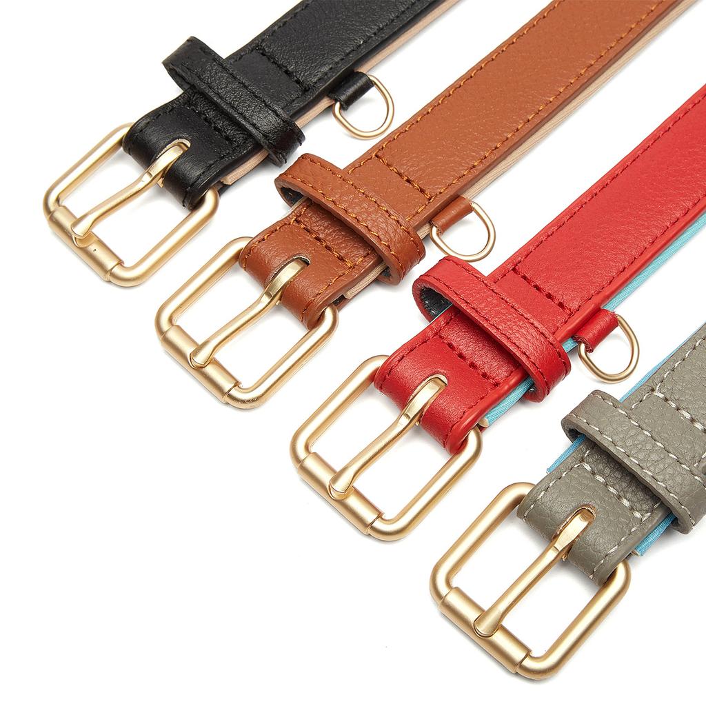 New Pet Genuine Leather Collar Lychee Pattern Head Layer Cowhide Dog Collar Anti-slide Adjustable Dog Collar