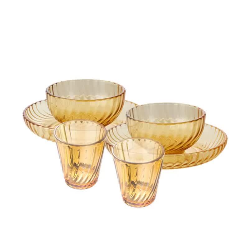 VISIONS Corning Amber 6-Piece Heat-Resistant Glass Dinnerware Set