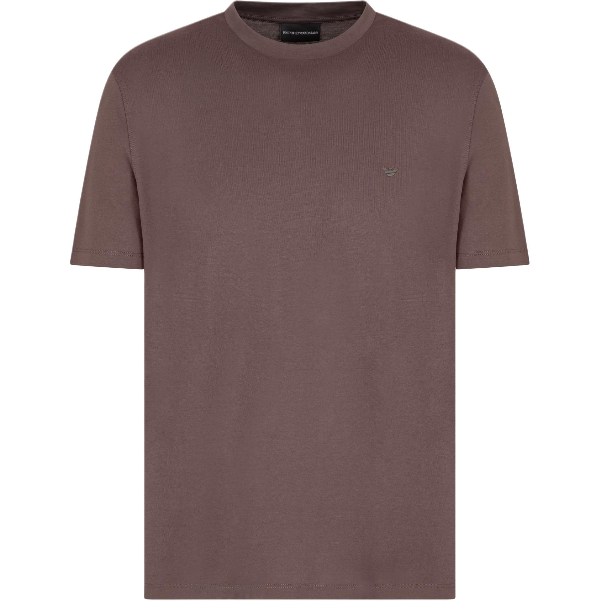 Emporio Armani Ss25 Серия незаменимых вещей для путешествий Однотонная футболка с принтом логотипа с коротким рукавом Мужские топы Коричневый EM000983-AF13669-U6200 S