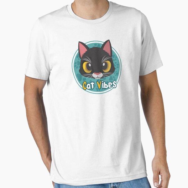 Men Casual Shirts Short Sleeves Cat Vibes Cute Aesthetic Design Shirt Anime Black Tees Oversized T-shirts