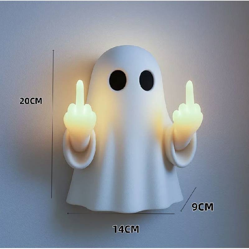Christmas Ghost Resin Wall Light With Glowing Middle Finger For Holiday Decor And Gifting