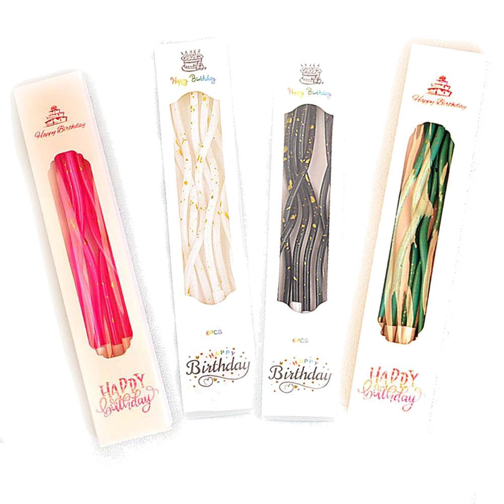 

6 коробок/упаковка спиральных свечей на день рождения с золотыми точками, красочные позолоченные свечи с изгибом пищевого класса для украшения торта, принадлежности для празднования дня рождения разноцветный