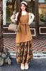 Chubikime Long Dress with Floral Faux Layered Loose and Ribbon Stylish and Feminine for and Women's Two-Piece Print, Design, A-Line, Fit, Detail.