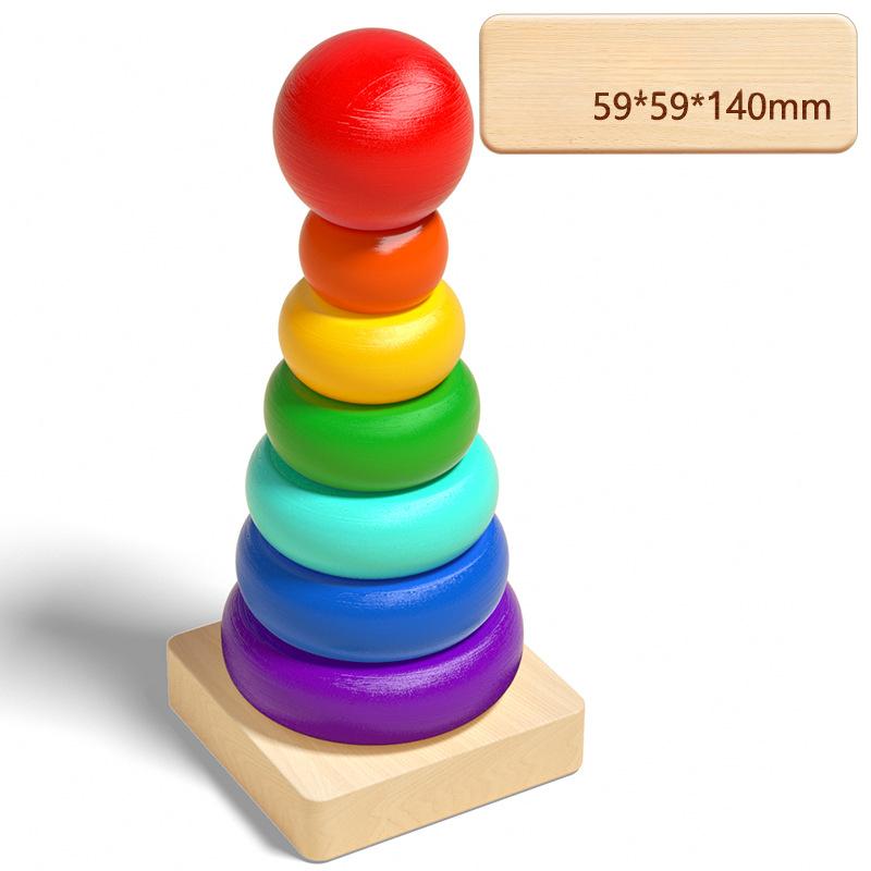 Sada Montessori geometrických sloupků pro děti ve věku 3-6 let. Vzdělávací montážní bloky pro přizpůsobení tvarů.