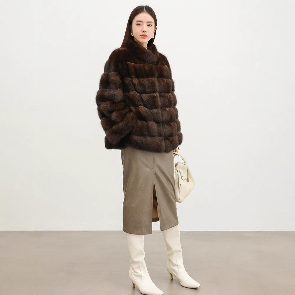 Sable fur coat Russian sable short coat thickened fur women's clothes stand-up collar farmer's new