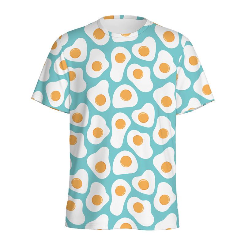 Multi Color Eggs 3D Printed T Shirt For Men Womens Kids Cartoon Fried Egg Graphic Tees Tops Short Sleeves Round Neck T-shirt