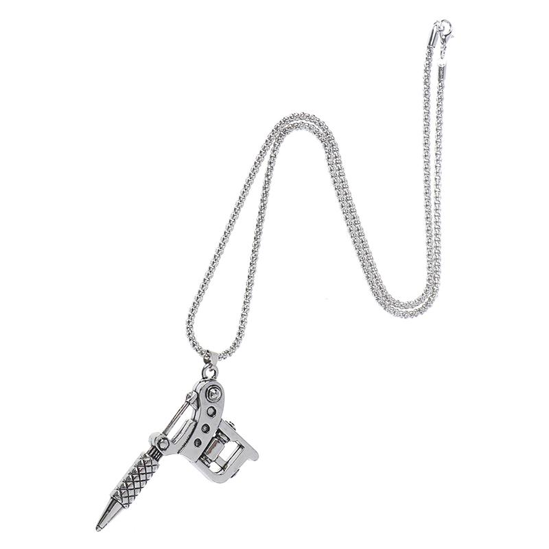 Women Men Mini Tattoo Machine Necklace Pendant Punk Style Chain Necklace Jewelry Women Men Mini Tattoo Machine Necklace Pendant Punk Style Chain Necklace Jewelry