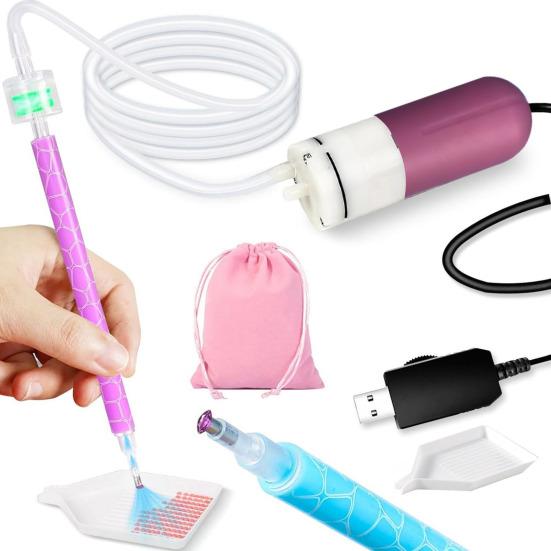 

Вакуумная алмазная художественная ручка с регулируемым всасыванием Электрическая алмазная художественная ручка с поддоном Не требуется воск Инструмент для размещения алмазов для специальных алмазов фиолетовый