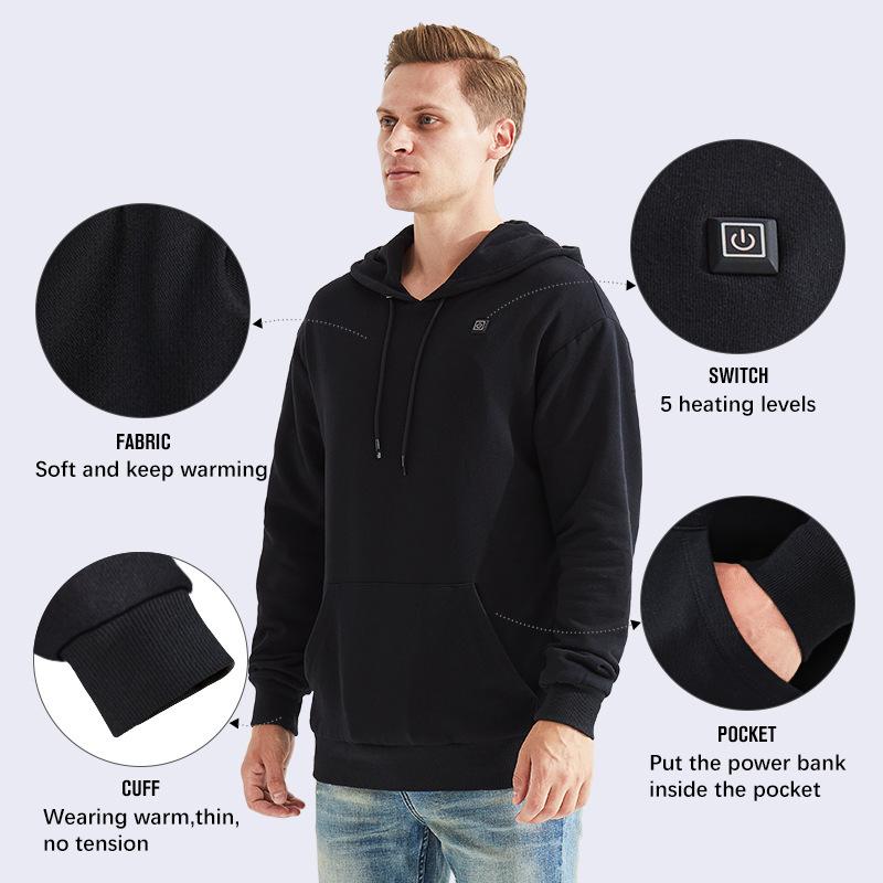 Outdoor Electric USB Heating Sweaters Hoodies Men Winter Warm Heated Clothes Charging Heat Jacket Sportswear