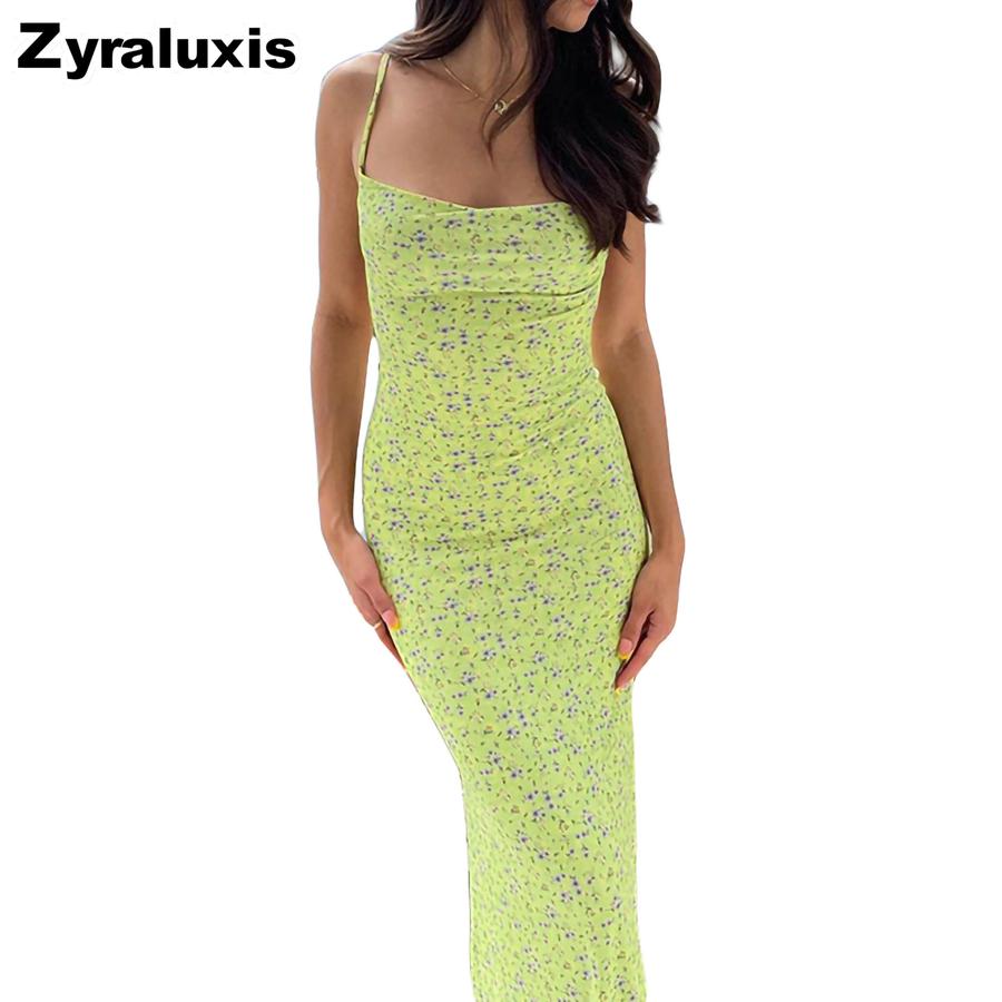 Fashion Women's Summer New Style Sexy Slim Fit Strappy Printed Backless Dress for Women