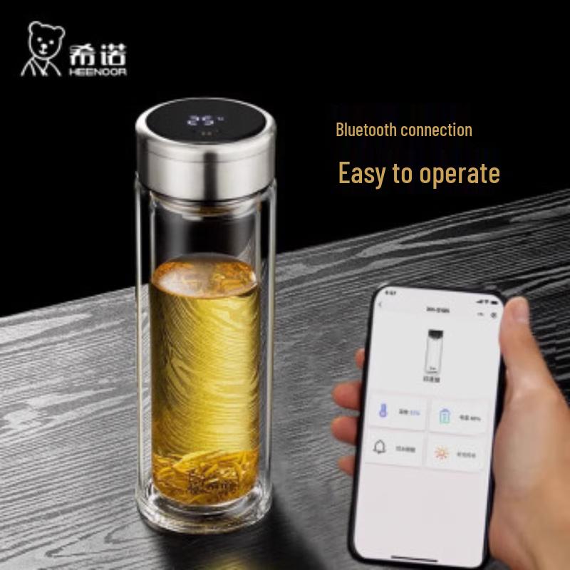 Xinuo Double-Layer Glass Tea Infuser Bottle with LED Temperature Display