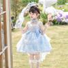 New Girls' Stylish Lolita Princess Blue Dress - Baby & Little Girl Puff Skirt Clothing
