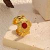 Chenhe jewelry women's high-end stainless steel flowers do not fade jewelry light luxury gold opening titanium steel ring