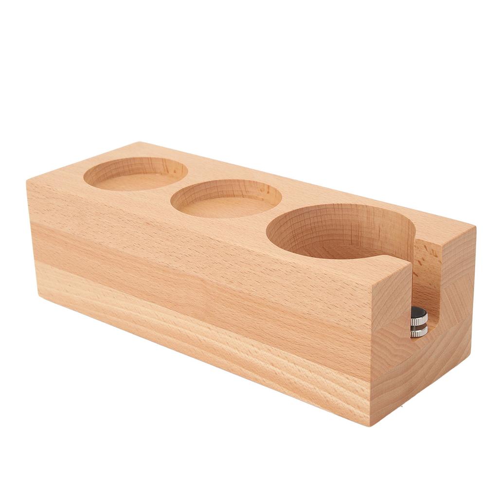 3 Holes Tamping Base Adjustable Design Coffee Tamper Holder Wooden Distributor Station for Powder