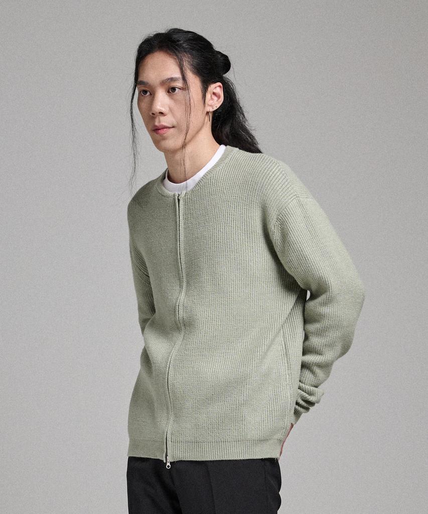 ANALOG MOOD 2-Way Round Cardigan Knit (Olive)