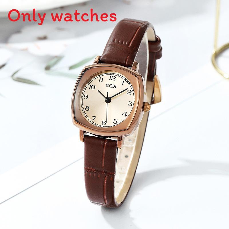 Retro-Quadratuhr für Damen mit Quarzwerk und Lederarmband