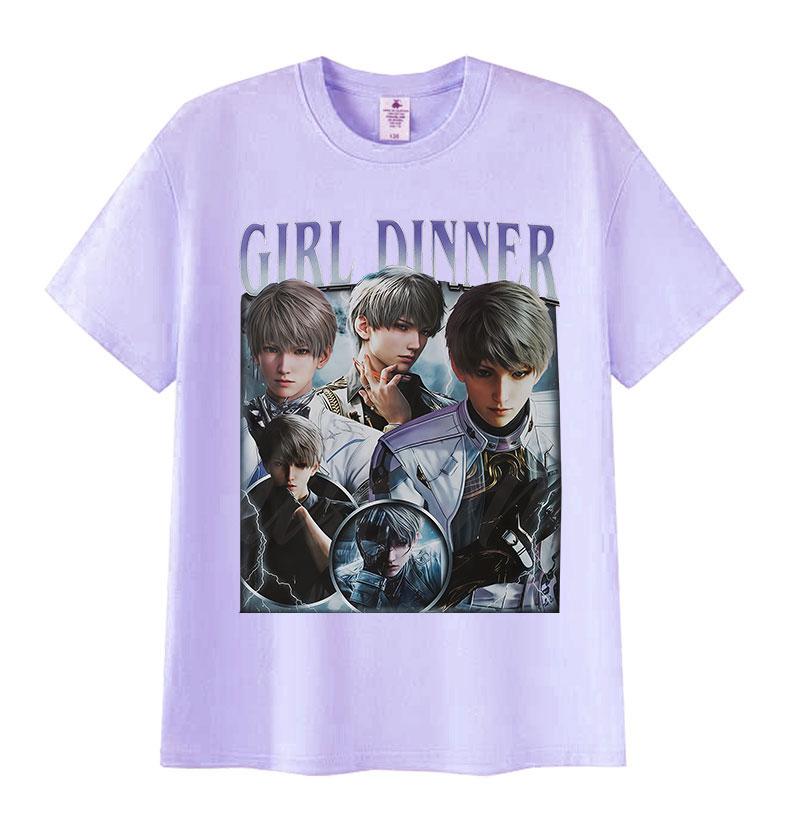 Limited Girl Dinner Love and Deepspace Game Graphic T Shirt Men's Vintage Fashion Short Sleeve T-shirts Cosplay Clothing T-shirt