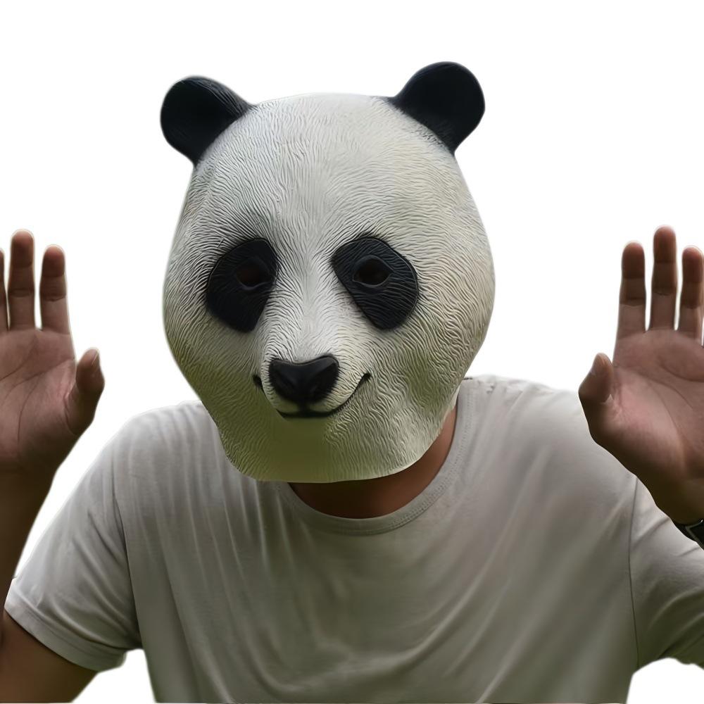 Panda Mask Accessible Animal Bamboo Bear Hood Halloween Dance Party Props Panda Mask Silver Dog Hood