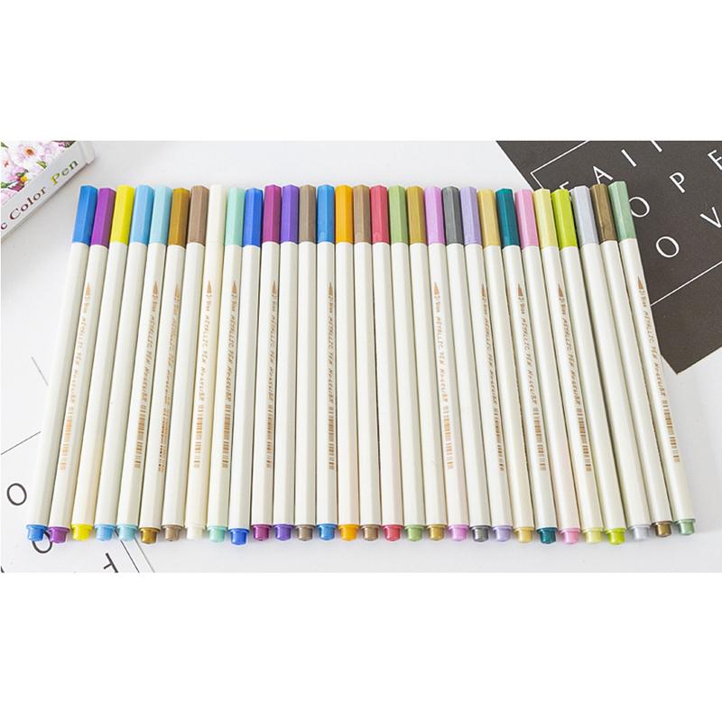 Kit 30 Colors Metallic Marker Pen Water-based Ink