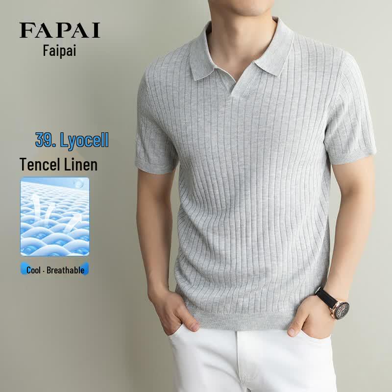 FAPAI Men s Old Money Style Tencel Linen Blend Polo Shirt XL