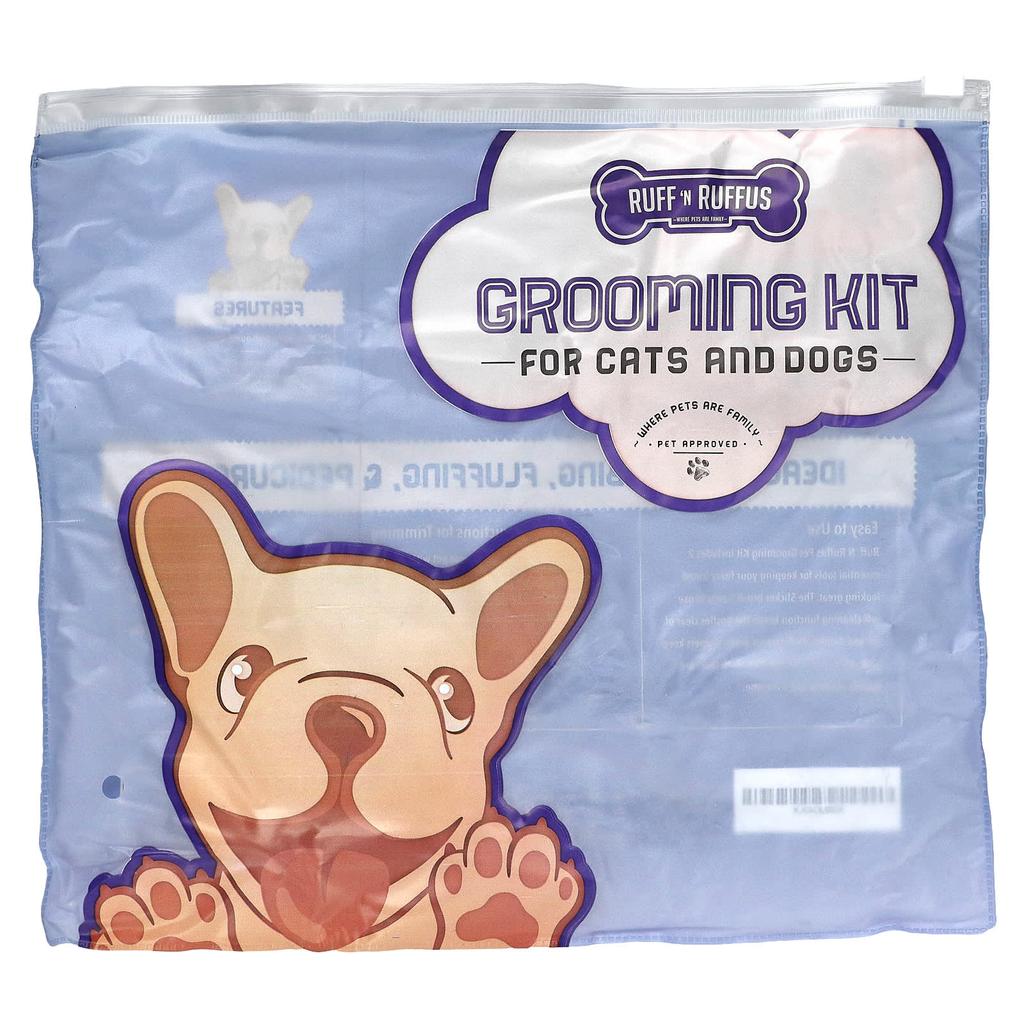 Ruff 'N Ruffus, Cat & Dog Grooming Kit, Pet Slicker & Nail Clippers, Purple, 1 Brush, 1 Nail Clipper