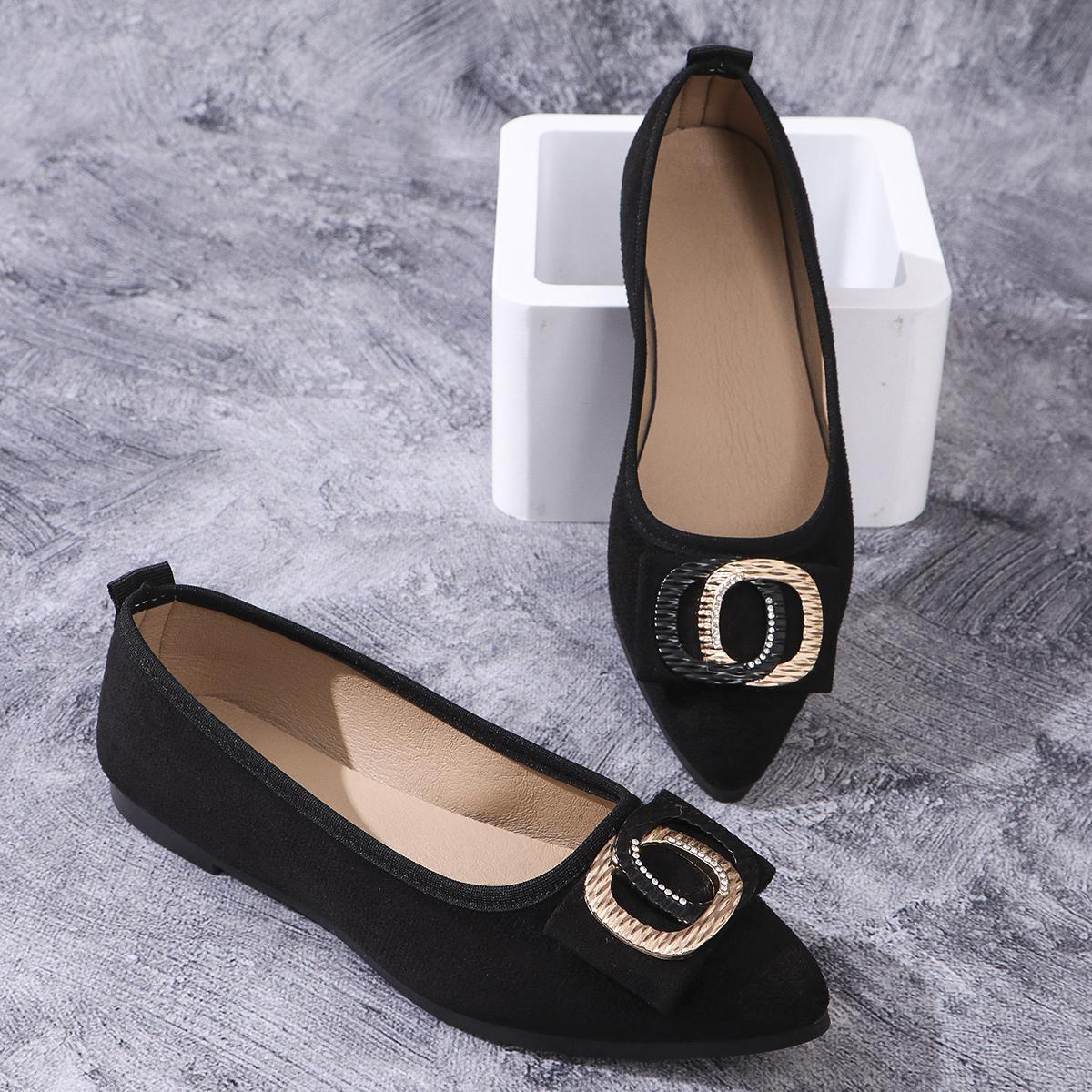 Модные женские балетки Весна Осень Балетки Металлическая пряжка Туфли для женщин Платье — фото 4