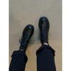 British Style Black Martin Boots Women's Round Head Thick Heel Thin Boots Thick-soled Strap Thin Short Boots