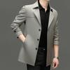 Men's Mulberry Silk Windbreaker Mid-length British Style Suit Collar Jacket Business Casual Large Size Jacket Spring Wear