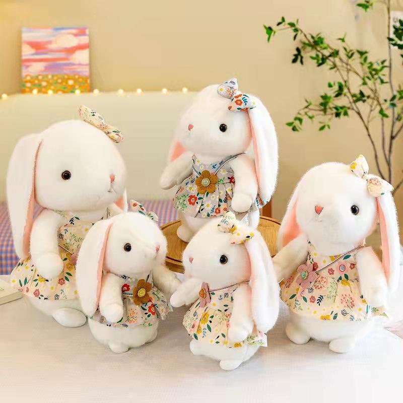 New pastoral rabbit plush toy doll cute flower dress bunny