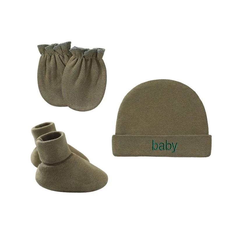 Non-Toxic Newborn Hat+Gloves+Socks Set For Baby Children&Children Cotton Fall Casual Pography Props Soft Headwear Infant Nightcap Fashion