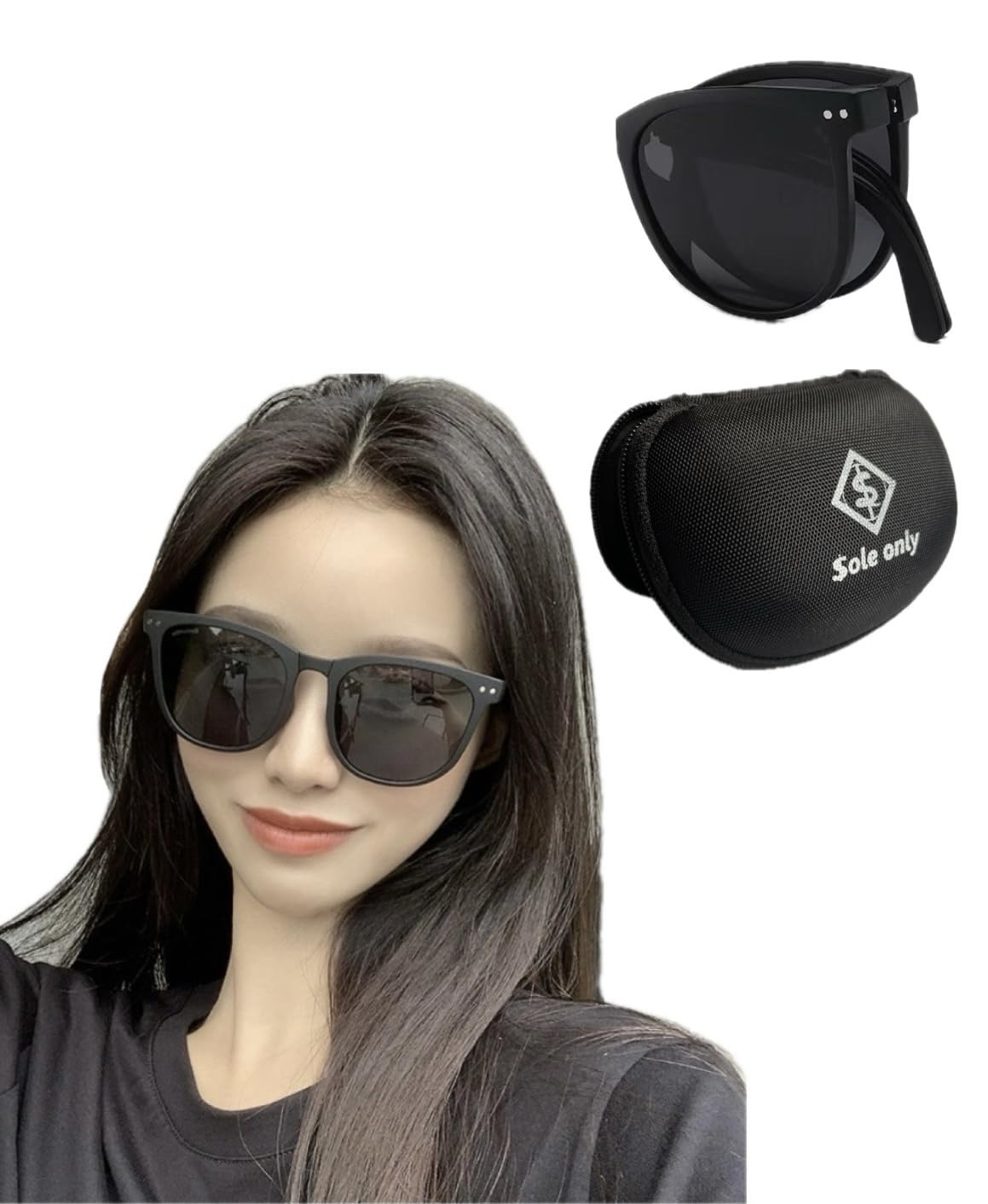 

Солнцезащитные очки только линзы складные UV400 модные для мужчин и цветные горные портативные [$ole only], Защита, TR90, Чехол, Женщины, чёрный