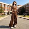 High Waist Women Pants Straight Wide Loose Fit Leg