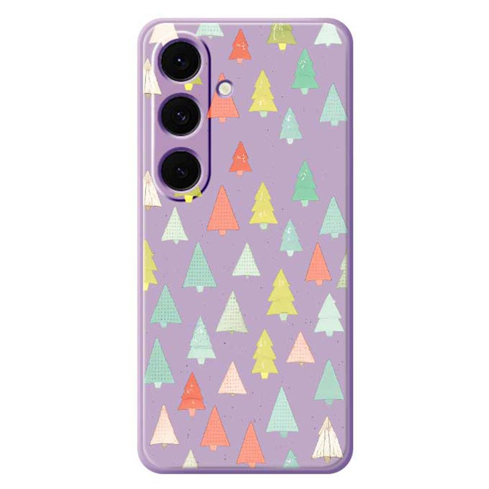 For Samsung Galaxy S24 FE Case Colorful Trees Pattern Printing Straight Edge TPU Phone Back Cover