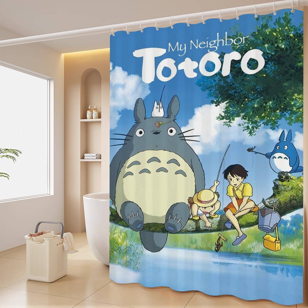 

My N-Neighbor T-TotoroS CARTOON Shower Curtain Summer Beach Bathroom Decorative Shower Curtain, Waterproof 90x180 cm
