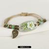 Retro ceramic flower woven bracelet niche literary hand rope small fresh bell bracelet female
