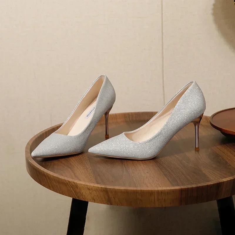 2025 High Heels 34-42 Plus Size Women Shoes Thin Stiletto Banquet Wedding Shoes Sexy Pointed Toe Ladies Party Shoes