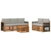 6 Piece Outdoor Sofa Set with Cushions Solid Acacia Wood