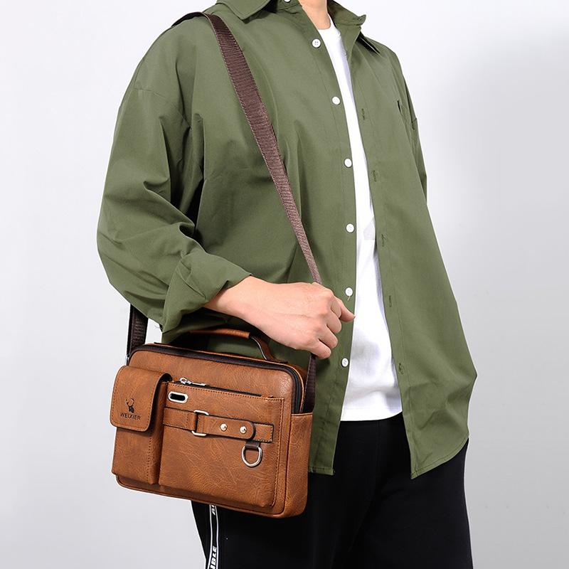 WEIXIER Marke männer Schulter Tasche Tragbare PU Leder Handtasche herren Business Schulter Messenger Tasche Aktentasche Umhängetaschen