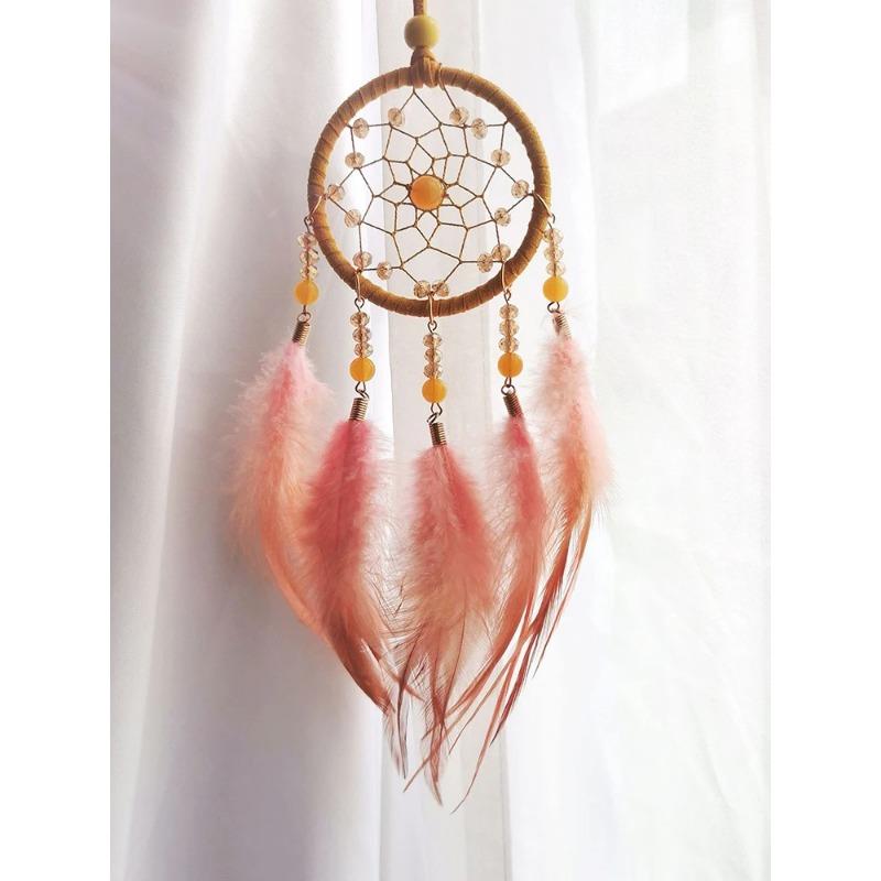 Creative Hand-woven Car Pendant Dream Catcher Feather Wind Chime Valentine's Day Gift Bedroom Hanging Ornaments Home Decoration